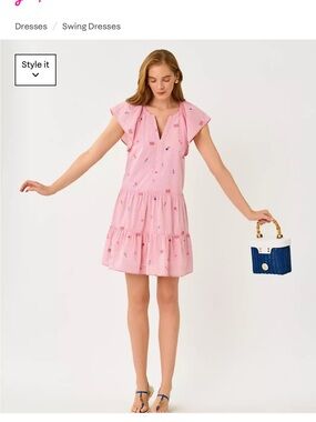 Lilly Pulitzer Pink Embroidered Tiered Mini Dress